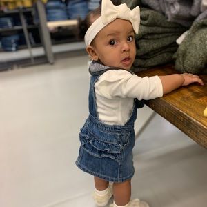 Denim Coveralls with ruffled butt